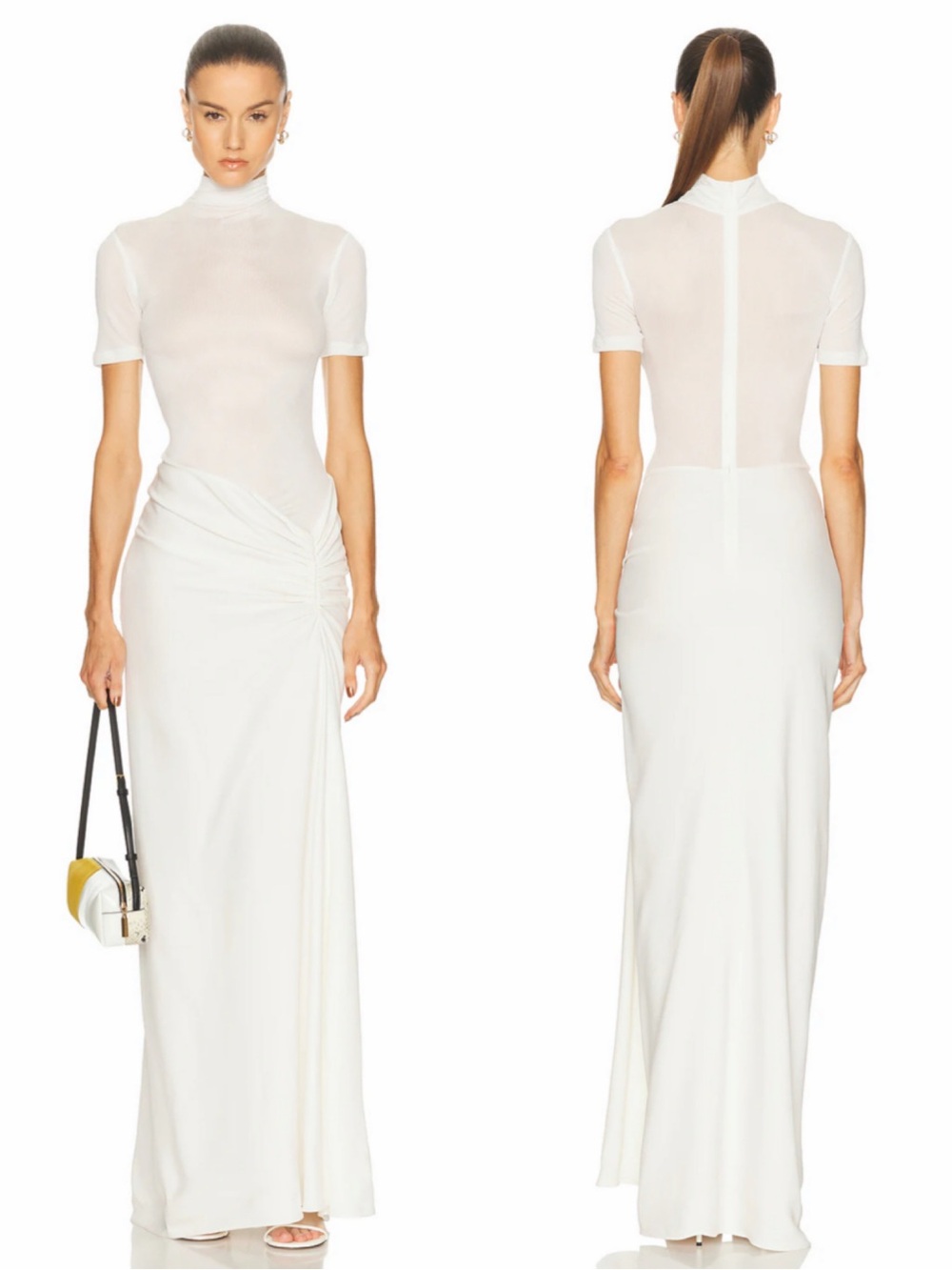 Christopher Esber White Fusion Ruched Tee Gown Maxi Dress Size AU6 / US 2 NEW!